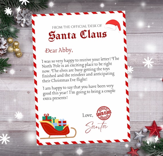 Editable Santa Letter, Printable Letter From Santa, Easy Edit