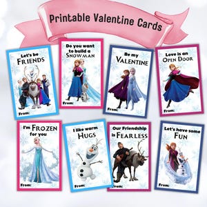 Gefrorene druckbare Valentinstagskarten, druckbare Valentinstagspaket mit Elsa Anna Olaf, Sofortiger Download zum Valentinstag