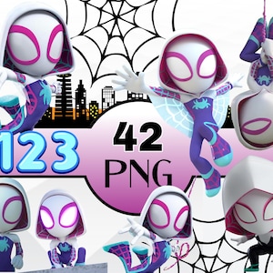 Spidey Clipart Bundle, Geist Spinne PNG Bundle, Spidey und seine erstaunliche Freunde Spinne Gwen png, ideal für Superhelden Geburtstag, Shirts