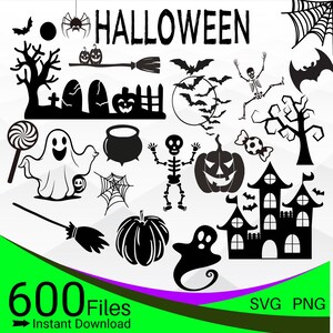 Halloween SVG Bundle, Halloween SVG PNG Clipart Bundle, Halloween svg for shirt, Ghost svg, Haunted House svg, Witch svg, Skeleton svg