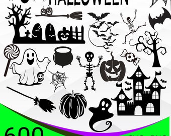 Halloween SVG Bundle, Halloween SVG PNG Clipart Bundle, Halloween svg for shirt, Ghost svg, Haunted House svg, Witch svg, Skeleton svg