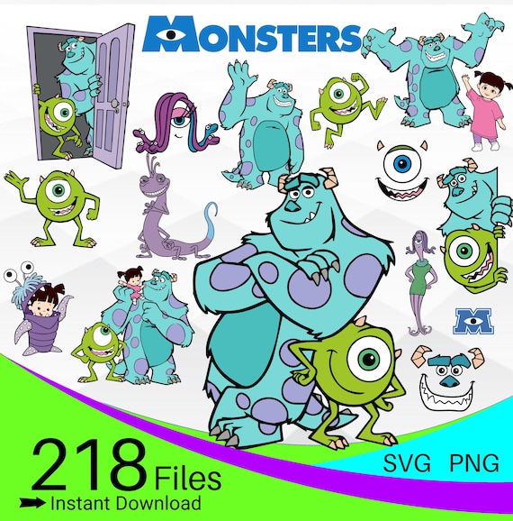 Monsters inc SVG Bundle, Mike Sully SVG PNG Clipart Bundle, Monsters Layered svg Bundle