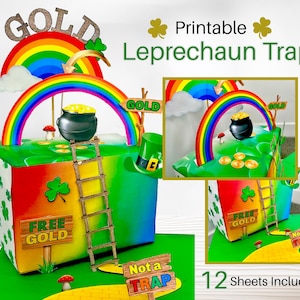 Druckbares Leprechaun Trap Kit, St. Patrick&#39;s Day Aktivität für Kinder, Fange einen Kobold DIY Kit, Koboldfalle für die Aktivität im Klassenzimmer