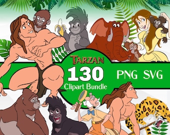 Tarzan Clipart Bundle, Tarzan SVG, Tarzan and Jane png Bundle