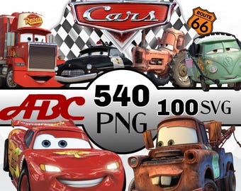 Imágenes prediseñadas de Cars, paquete SVG PNG de Cars, Rayo McQueen, ideal para cumpleaños de Cars, camisetas y más.