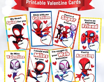 Spidey Printable Valentines, Spidey and his Amazing Friends Valentine Cards, Printable Superhero Valentine Bundle, Instant Download