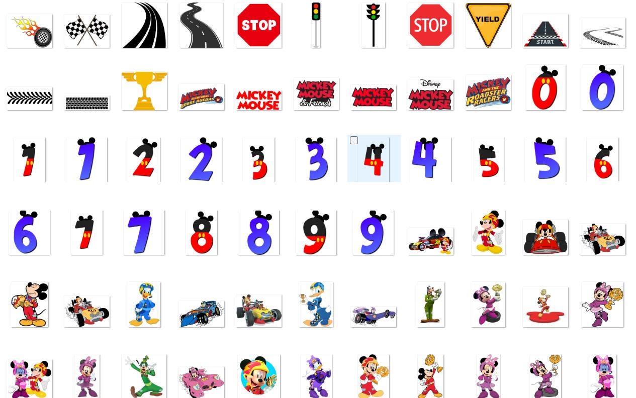 Mickey Mouse Numbers Racers Mickey Racers Clipart Bundle, Roadster Racers PNG Bundle, Mickey Png ...
