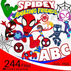 Spidey e seus incríveis amigos SVG Bundle, Spidey SVG PNG Clipart Bundle, Spidey Layered svg Bundle, Superhero svg, Ghost Spider svg,