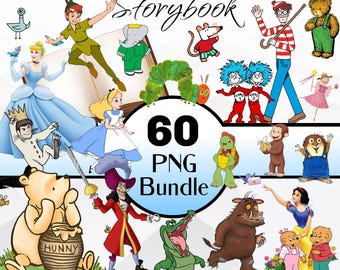 Storybook png clipart, Classic kids stories clipart, children's Books Png Bundle