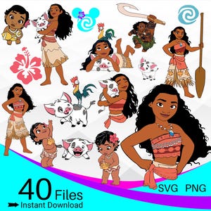 Moana SVG-bundel, Moana 2 SVG PNG-clipartbundel, gelaagde svg-bundel, Moana-svg, Moana-svg, prinses