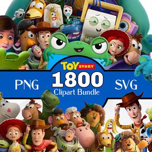 Toy Story Clipart-paket, Toy Story SVG, Toy Story png och digitala papper, akvarell Clipart, Buzz Woody SVG, Toy Story alfabet och typsnitt