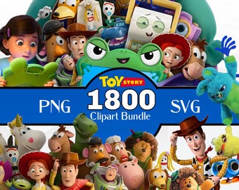 Toy Story Clipart Bundle, Toy Story SVG, Toy Story png and Digital Papers, Watercolor Clipart, Buzz Woody SVG, Toy Story alphabet and font