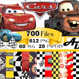 Cars Clipart, Cars SVG PNG Bundle, Lightning McQueen, Cars Digital Paper,  Planes Cars birthdays, shirts, and more