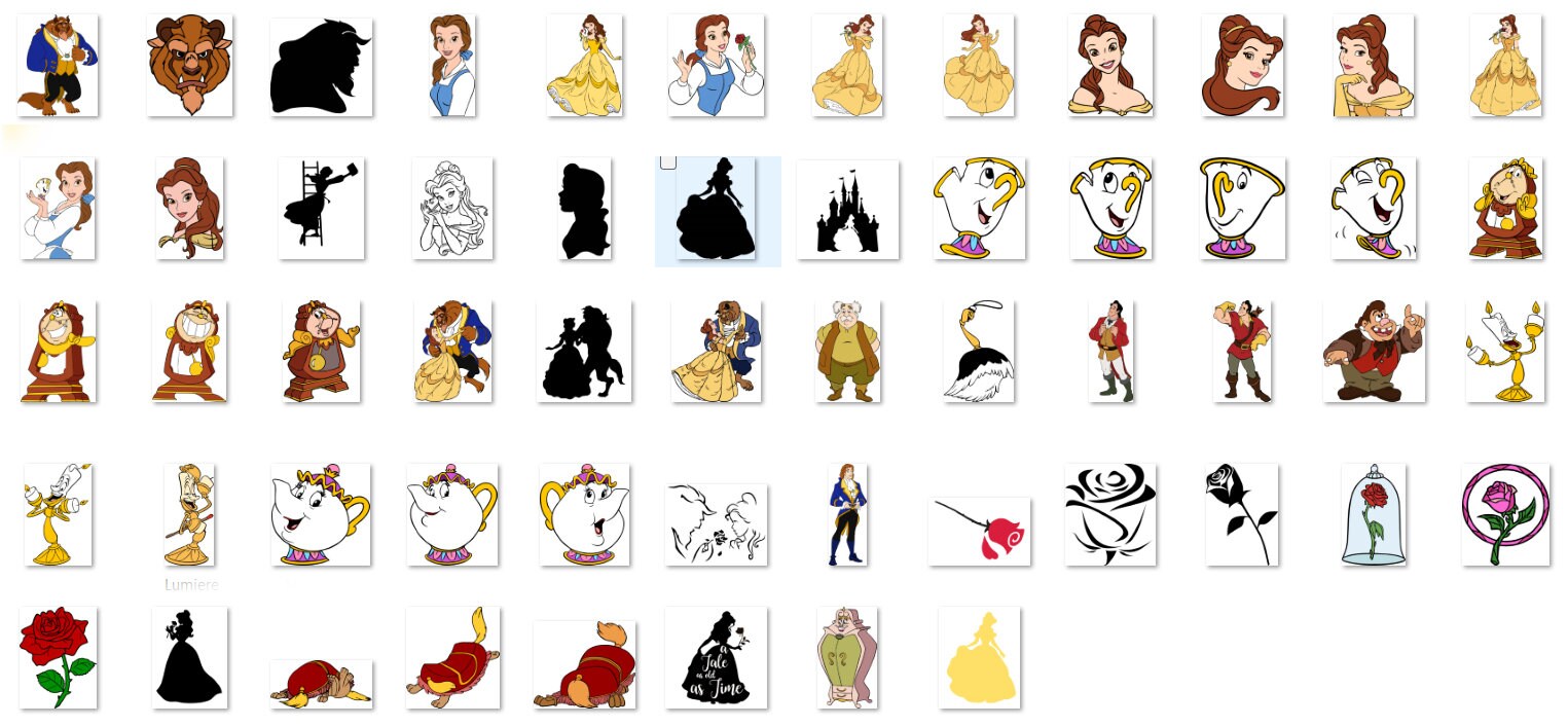 Beauty and the Beast SVG Bundle, Belle SVG PNG Clipart Bundle, Beauty ...