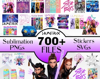 KPop Hunters PNG Sublimation Clipart Bundle, Huntrix Digital Clipart bundle for birthday, K-pop shirt, Demon Hunters stickers, Iron on