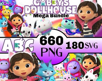 Gabby&#39;s Dollhouse SVG PNG Clipart Bundle, Gabby&#39;s Dollhouse png, Gabby&#39;s Dollhouse svg
