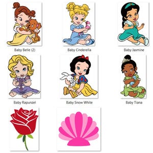 Baby Princess SVG Bundle, Baby Princess SVG PNG Clipart Bundle, Layered svg Bundle, Baby Ariel svg, Baby moana svg, Toddler Princess image 3