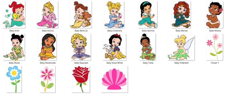 Baby Princess SVG Bundle, Baby Princess SVG PNG Clipart Bundle, Layered svg Bundle, Baby Ariel svg, Baby moana svg, Toddler Princess image 3