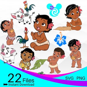 Baby Moana SVG Bundle, Baby Moana SVG PNG Clipart Bundle, Layered SVG Bundle, Baby Moana SVG, Baby Moana SVG, Księżniczka Malucha