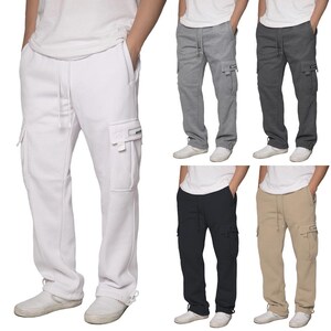 Men&#39;s Heavyweight Fleece Cargo Sweatpants S-5XL