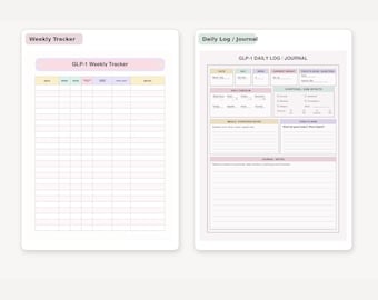 Registro diario de GLP-1 / Seguimiento de inyecciones para la pérdida de peso (formularios imprimibles)