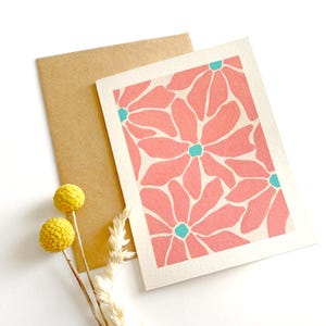 Pink Flower Greeting Card | Original Hand Painted Card | Blank Inside for Any Occasion | 4.25”x5.5” (A2 Size)