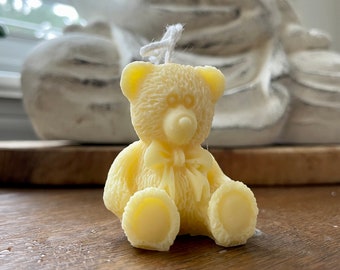 Teddy bear Candle, Teddy bear Soy and beeswax candle, Bear candle, natural Candle, pure beeswax candle, gift ideas, cute candle,