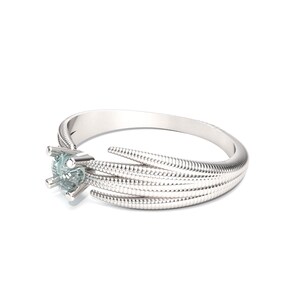 Floral Aquamarine Ring: Silver Branch Engagement Ring
