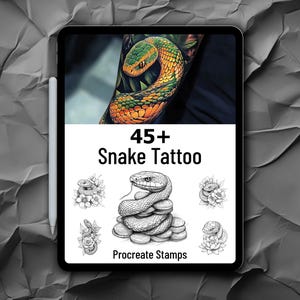 45+ Carimbos de cobra realistas Procreate | Pincéis de cobra Procreate | Carimbos de tatuagem de cobra Procreate | Tatuagem de cobra