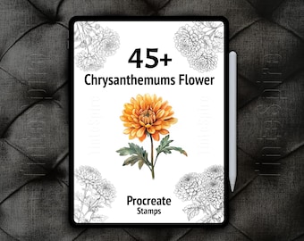 45+ Procreate Chrysanthemums Flower Bundle | Chrysanthemums Flower Brushes | Floral Procreate Stamps for Digital Art | Botanical Procreate