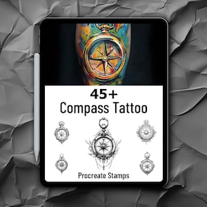 45+ Compass Tattoo Procreate Stamp - Compass Tattoo Brush Stamps- Procreate Tattoo For Digital Artist