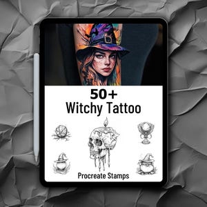 50+ Witchy Tattoo Designs Procreate Brushes | Witch Tattoo art | Witchy  Procreate Stamps for Tattoo Artists