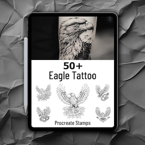 50 + Eagle Tattoo Stamp Brushes | Procreate Brushes for Tattoo Reference | Eagle Digital art Tattoo Stamps
