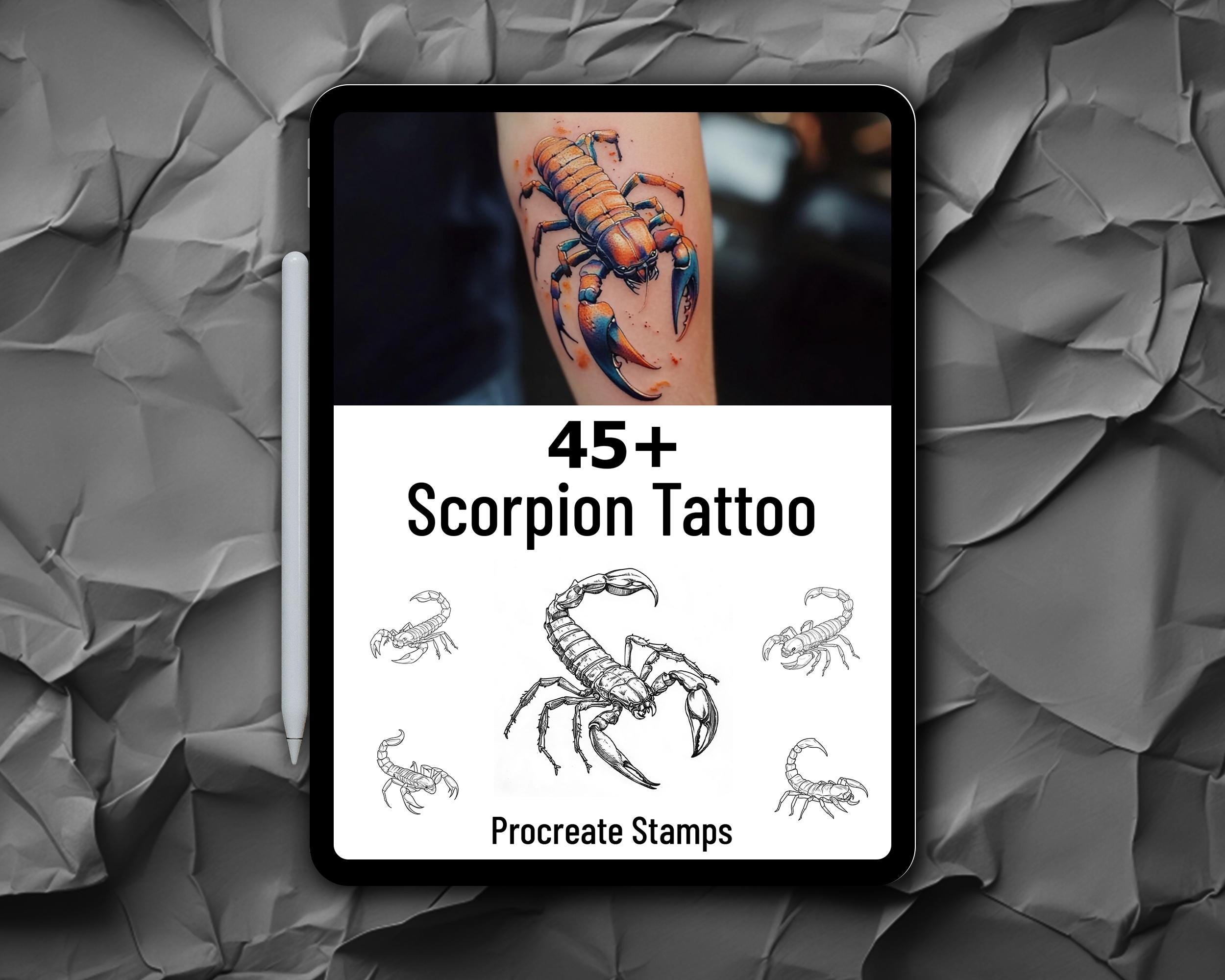 45+ Pinceles Sello de Escorpión para Procreate – Diseños de Tatuajes de Escorpión Realistas e Insectos