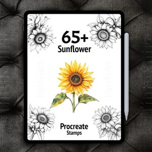 Paquete de más de 65 sellos de girasol para Procreate / Pinceles de girasol / Sellos florales para Procreate para arte digital / Botánico para Procreate / Naturaleza