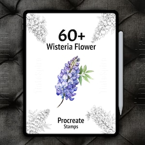 60+ Procreate Wisteria Flower Stamps Bundle | Wisteria Flowers procreate stamp brushes | Floral Procreate | Botanical Procreate