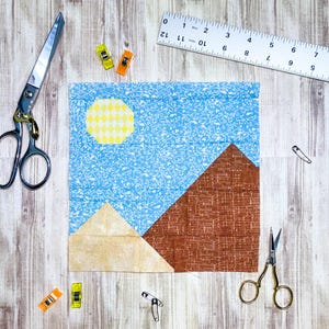Sunny Mountain Scene Quilt Block Pattern