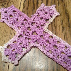 Small Purple Hand Crocheted Cross Bookmark