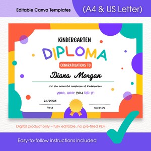 Editable Diploma Template | Customizable Graduation Certificate | Instant Download