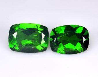 2.72ct Excellent Cushion Cut 8x6 Good Color Twin Pair Chrome Diopside Earth Mined Sale!