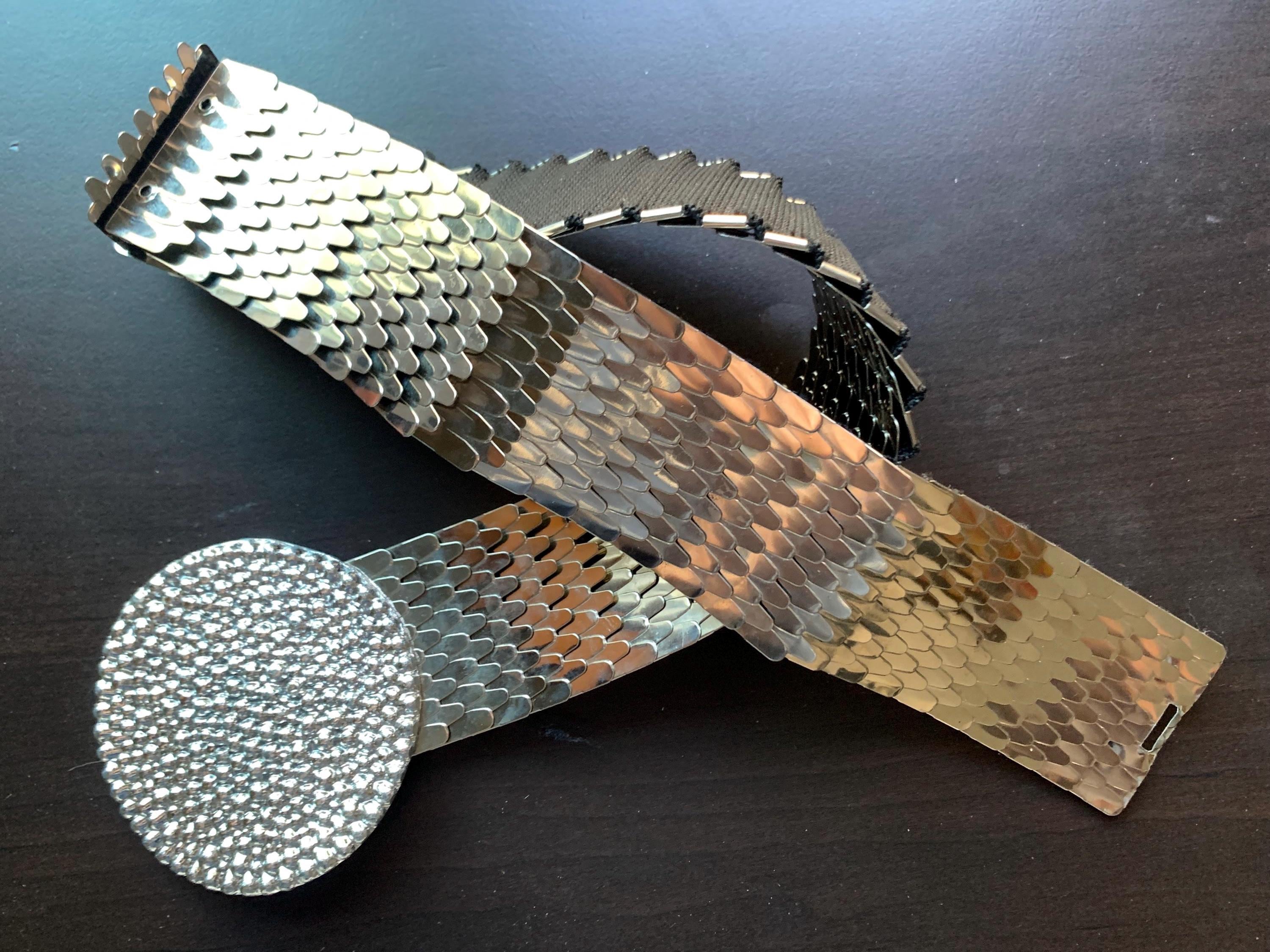 Vtg  Silver Metal Mesh Chain Belt Adjustable Santini Retro Punk  M New Old Stock Silver Belt Mesh - Etsy main image 4