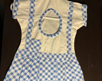 Worek na klamerki - niebiesko-biała kratka - sukienka - Mid-Century