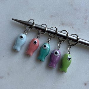 Marqueurs de mailles en céramique en forme de poisson pour tricot et crochet | Fixes ou amovibles | Lot de 5
