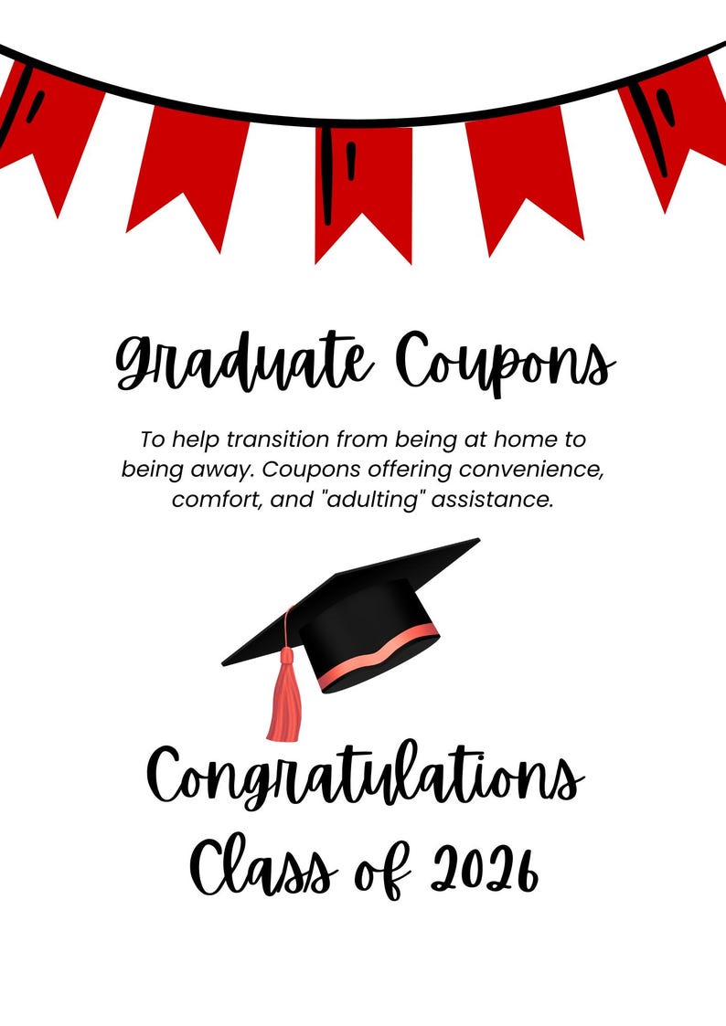 Graduation Promo Sign Editable Graduation Coupon Book, 24 Vouchers, Canva Template (digital ...