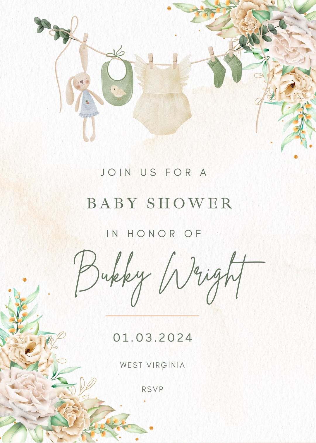 Custom Birthday Shower Invitation, Editable A4 Digital Document, Baby ...