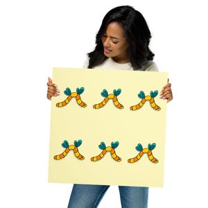 Fliegender Wurm Poster / süßes lustiges Kinderzimmer oder Spielzimmer Kunst