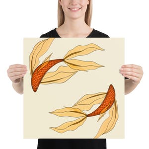 Koi Fisch Poster / Orange / Beruhigende Natur inspirierte Dekoration
