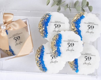 Elegant Birthday Magnet Favor – Custom Epoxy Gift for 40th, 50th, 60th, 70th, 80th, 90th, 100th Adult Birthday or Anniversary Celebration