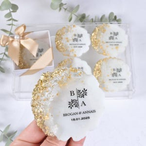 Personalized Wedding Gold Epoxy Magnet Favor,Engagement Favor, 30,40, 50th Anniversary Favor, Save the date magnet,Wedding Gift,Nikkah Favor