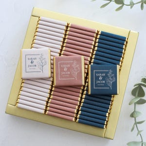 Personalized Wedding Chocolate Favors: Gold Foil, Custom Design (50 Pcs)